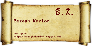 Bezegh Karion névjegykártya